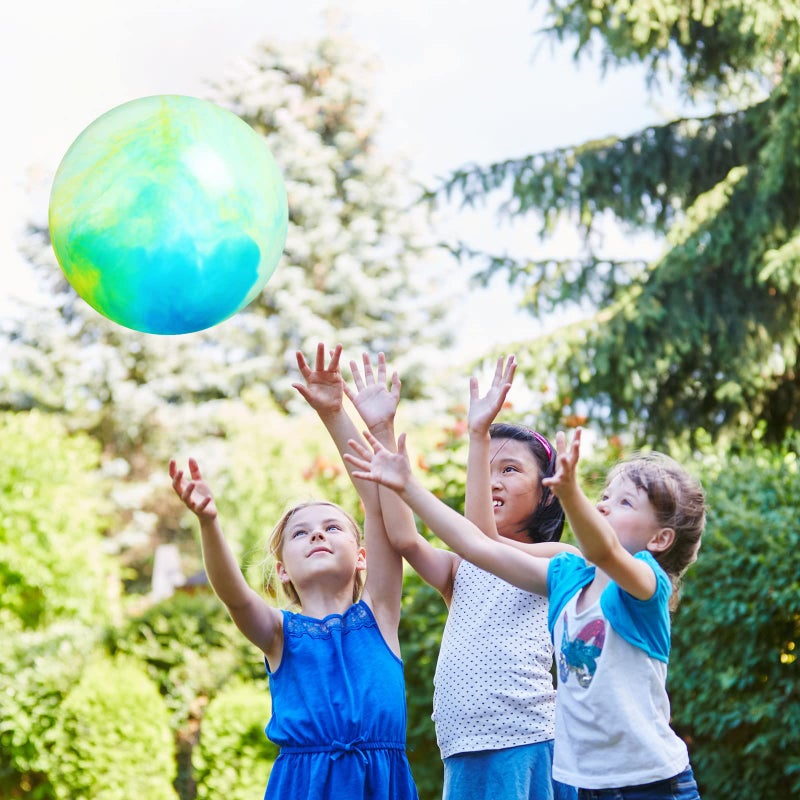 Deekin 2 Pcs 15 Inch 18 Inch Marbleized Bouncy Balls Large Hedstrom Ball Inflatable Rubber Playground Sensory Balls Bouncy Toys Balls for Outdoor School Water(15 Inches Green and Yellow) - Image 5